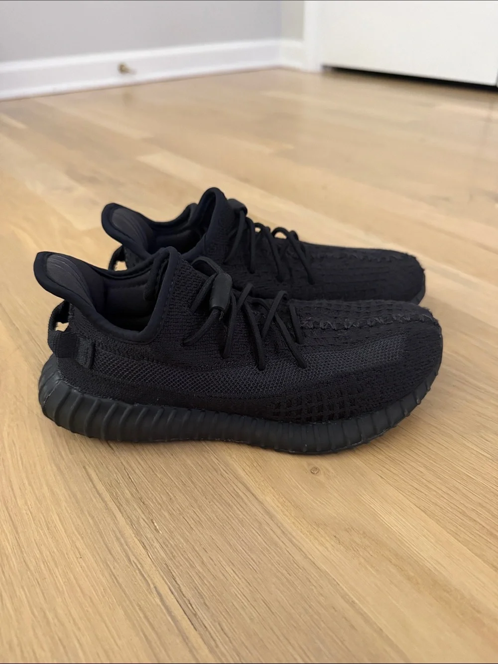 Yeezy Kids Triple Black Knit Sneakers